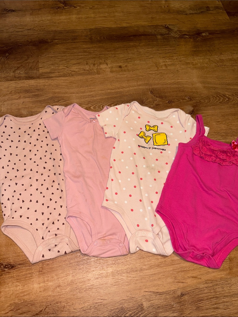 Baby Girls Pink & Hot Pink One-Piece Bodysuit Set